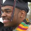 Matthew Shannon and Jason Edwards pose for a photo after Commencement 2004.